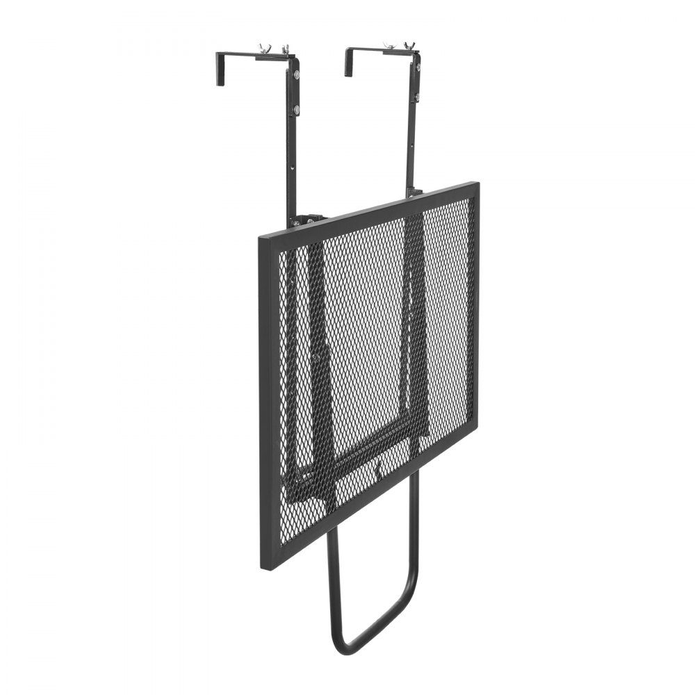 Balkontisch, 61 x 41 cm, klappbarer Metall-Balkon-Hängetisch, Klapptisch für Außengeländer, 5-stufig verstellbar, passend für Geländer von 2,5 bis 11,9 cm, Serviertisch für Terrasse und Terrasse