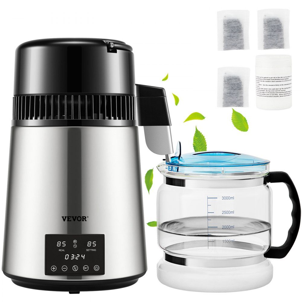 Water distiller, 750 W, 1 l/hr. Water Distiller, Distillation Machine, Water Distiller, 180x190mm, Stainless Steel, Water Making Machine, Water Distiller