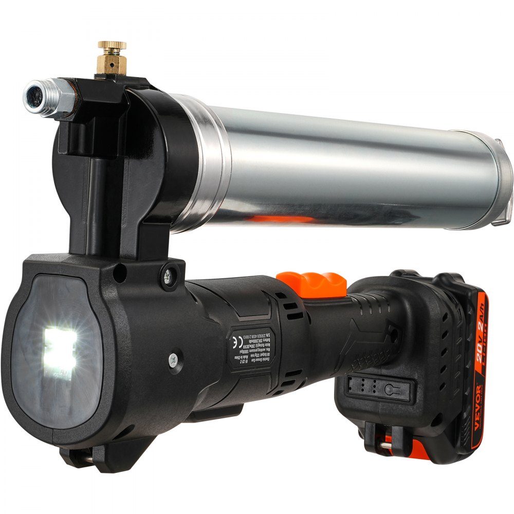 Bezprzewodowa smarownica 20 V Smarownica 500 g Ciśnienie robocze 10 000 PSI Elektryczna smarownica 125 g/min Szybkość podawania oleju w zestawie. 2x akumulatory 2,0 Ah, wąż Φ9x990mm i uniwersalna smarownica z szybką ładowarką