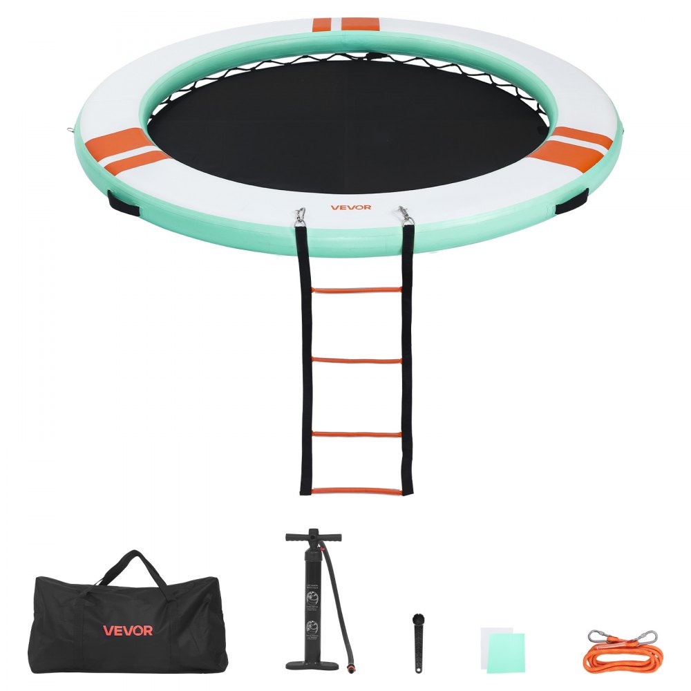 Opblaasbaar drijvend dok, φ3,66m, zwemplatform met antislipoppervlak, draagtas en verwijderbare ladder, drijvend eiland, waterplatform voor zwembad, strand en zee, rond Opblaasbaar drijvend dok, φ3,66m, zwemplatform met antislipoppervlak, draagtas en verwijderbare ladder, drijvend eiland, waterplatform voor zwembad, strand en zee, rond