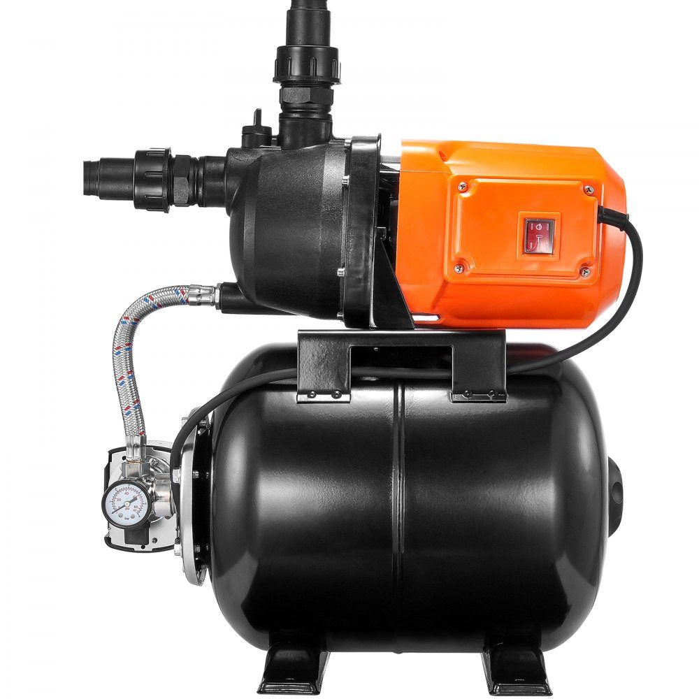 750 W Gartenpumpe, 3700 l/h automatische Bewässerungspumpe mit 50 m Förderhöhe, Kreiselpumpe mit 20/40 PSI Druckschalter, Flachbrunnenpumpe, thermoplastischer Pumpenkopf für Hausgarten und Rasen