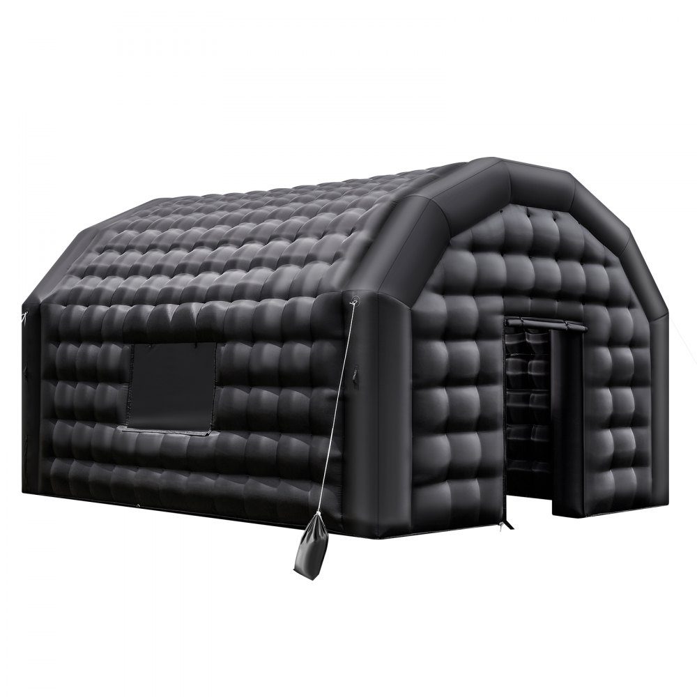 Tente de fête Gonflable 5x4x3.8m Tente Cube pour Disco Night Club Gazebo Tente de Mariage mit 680-W- Souffleur Sac de Sable 2 fenêtres pour événements Anniversaire Mariage Noir