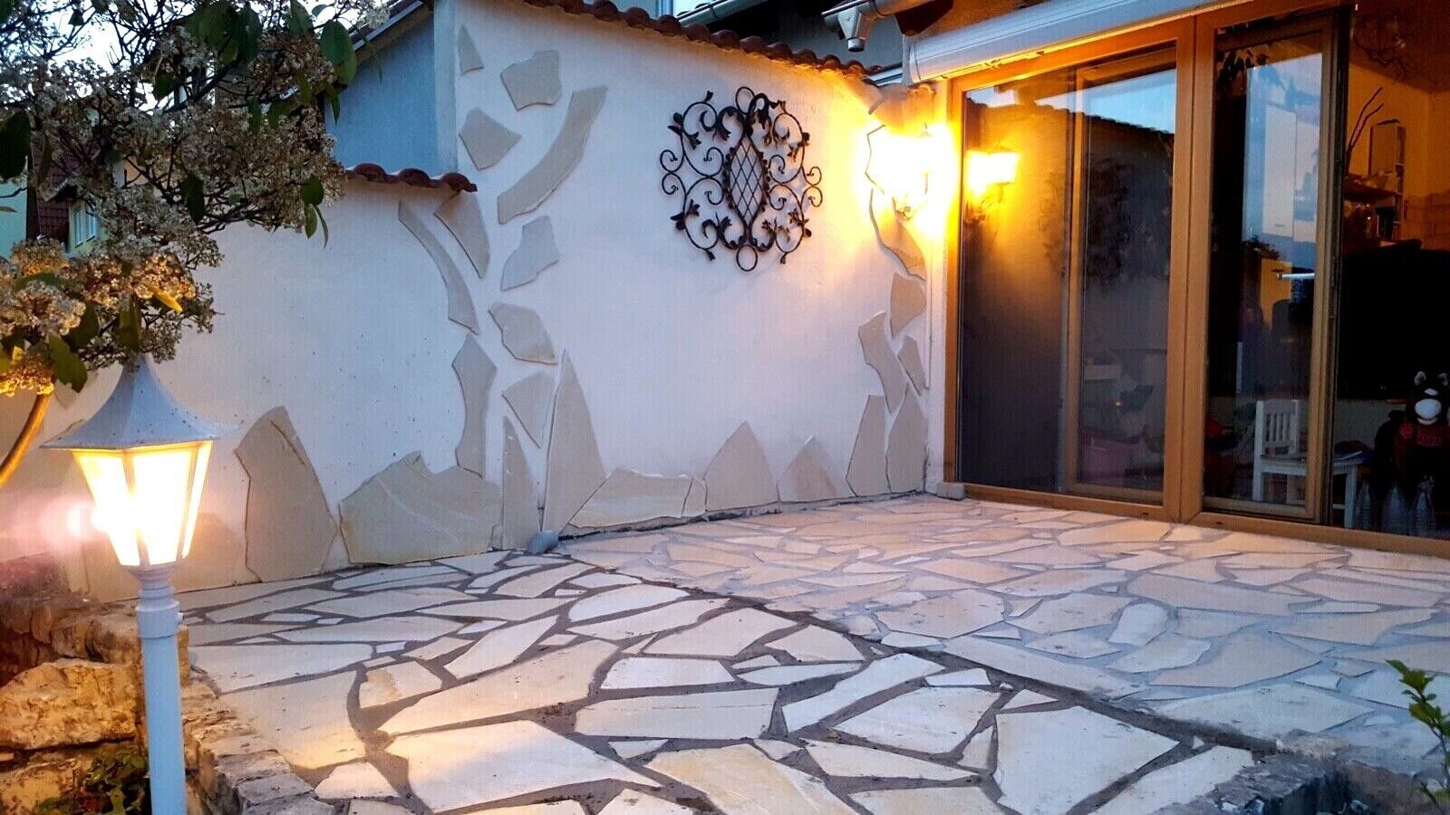 55m² Bodenfliesen 8-12mm Terrassenfliesen Naturstein Kalkstein Polygonalfliesen