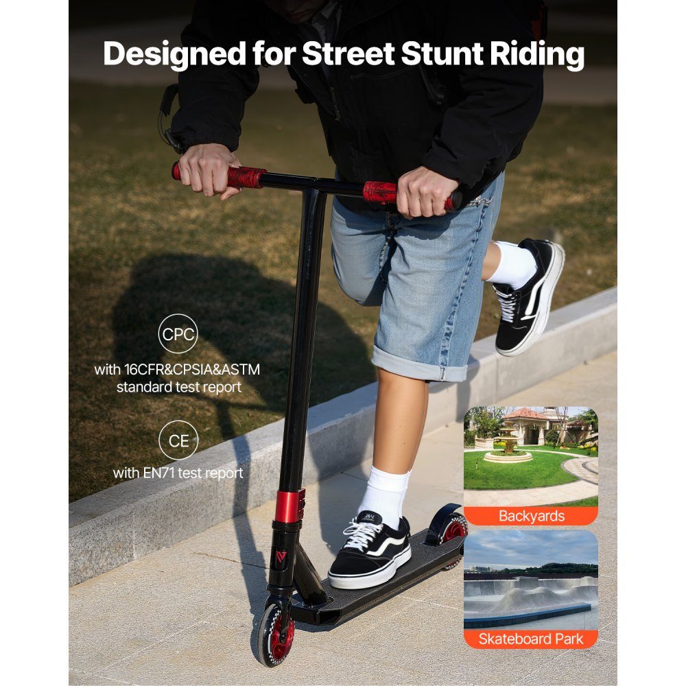 Stunt-Scooter, Profi-Trick-Scooter für Kinder Ages 11-13, Teenager, Jungen und Mädchen, Freestyle-Street-Rider für Fortgeschrittene und Anfänger, doppellagiges, leichtes Aluminiumdeck