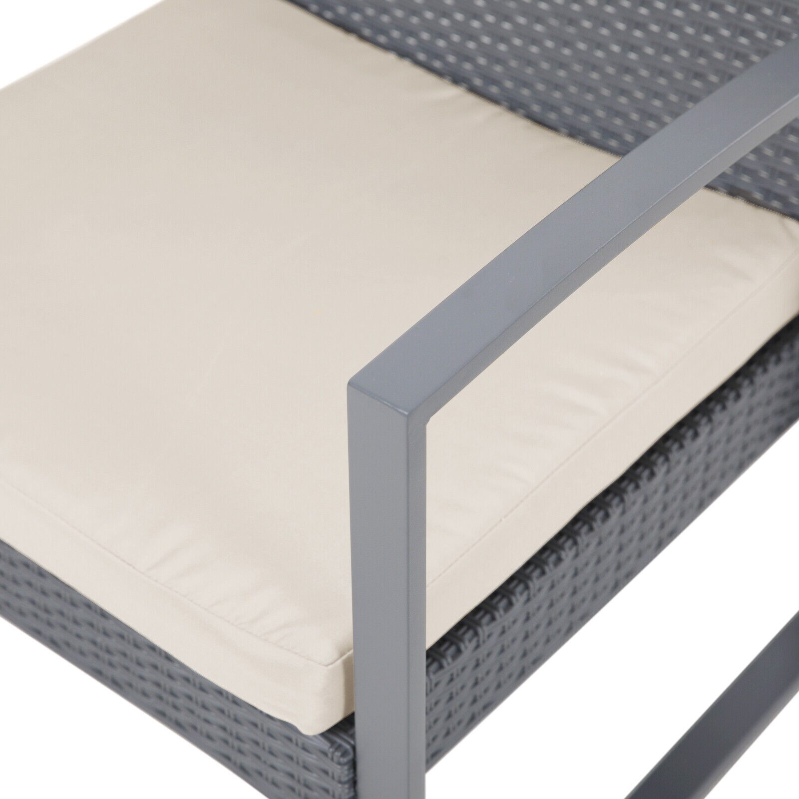 Sitzgruppe Rattan Gartenmöbel Polyrattan Set Tisch Sessel Lounge Grau