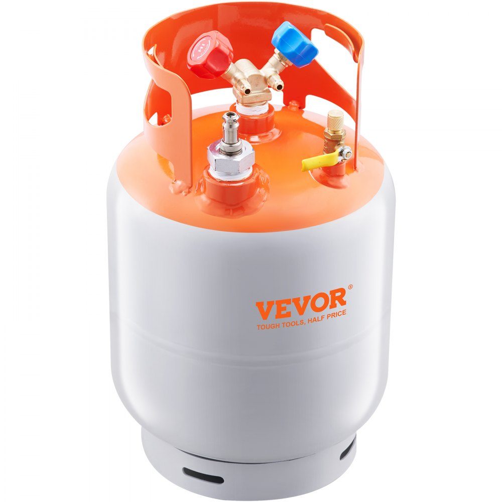 Koudemiddelopvangtank met een capaciteit van 30 lb, AC-opvangtank met ¼ tot ½ adapter, HVAC-opvangtank voor alle koudemiddelen, met sporen van N₂