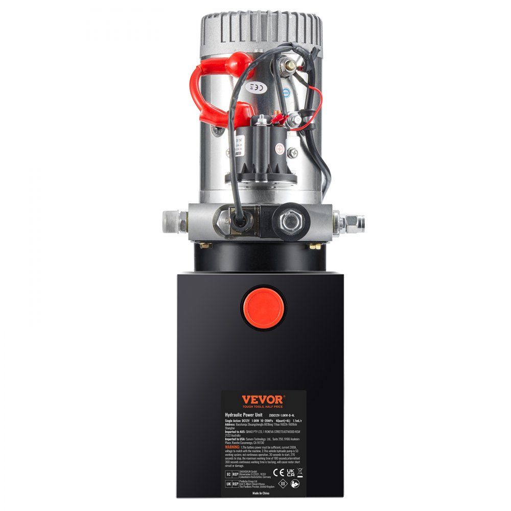 Hydraulic pump hydraulic unit 12V hydraulic unit 1600W, single-acting hydraulic pump hydraulic unit, 3.79L tank hand pump hydraulic unit, for elevators, forklifts etc