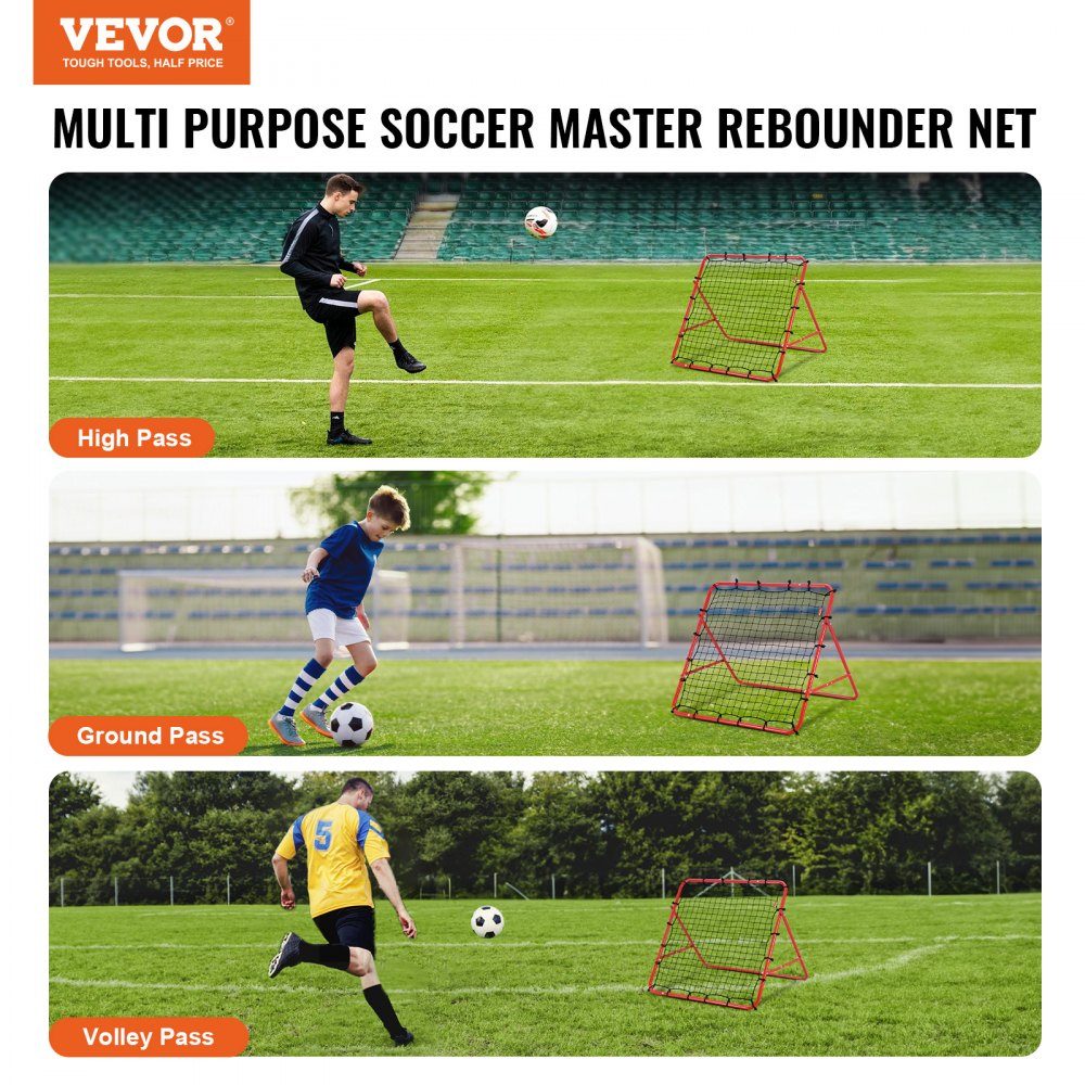 Voetbal Rebound Net Draagbaar Bounce Wall Voetbal 48x48mm Rebounder Voetbal IJzeren Pijp en PE Net Kinderen Tieners Voetbaldoel Rebounder Kicker voor voetbaltraining