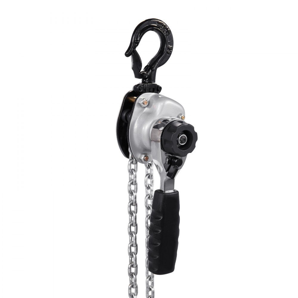 Mini Lever Hoist, 1/2 Ton Capacity Hand Chain Hoist, 3m Stroke, G80 Steel Alloy Chain with Mechanical Double Pawl Brake, Chain Hoist with 360° Swivel Hooks, for Warehouse, Construction, Garage
