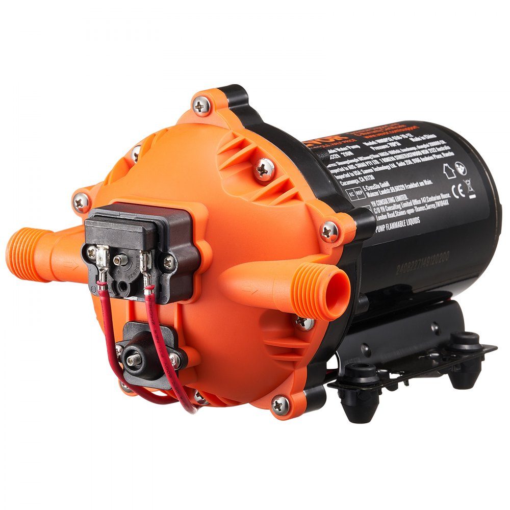 12-V-Membranpumpe, 18,93 l/min, 5-Kammer-Gleichstrom-Wasserpumpe mit automatischem Druckschalter, 40–100 PSI, verstellbar, 70 PSI, 1/2 Zoll MNPT-Anschluss für Wohnmobil, Yacht, Food Truck, Camper, Marine