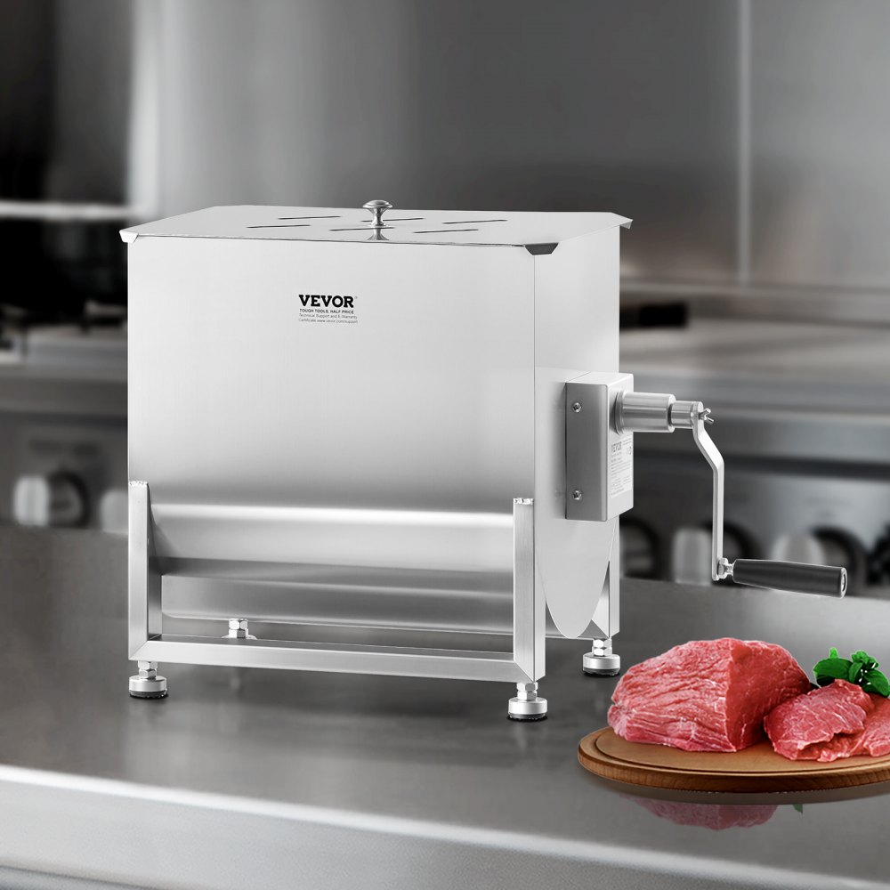Handmatige vleesmixer 40L vleesverwerkingsapparaat (max. 36,29 kg vlees mengen), roestvrijstalen vleesmixer, worstmixer met reductietandwiel, handmixer voor gehakt Handmatige vleesmixer 40L vleesverwerkingsapparaat (max. 36,29 kg vlees mengen), roestvrijstalen vleesmixer, worstmixer met reductietandwiel, handmixer voor gehakt