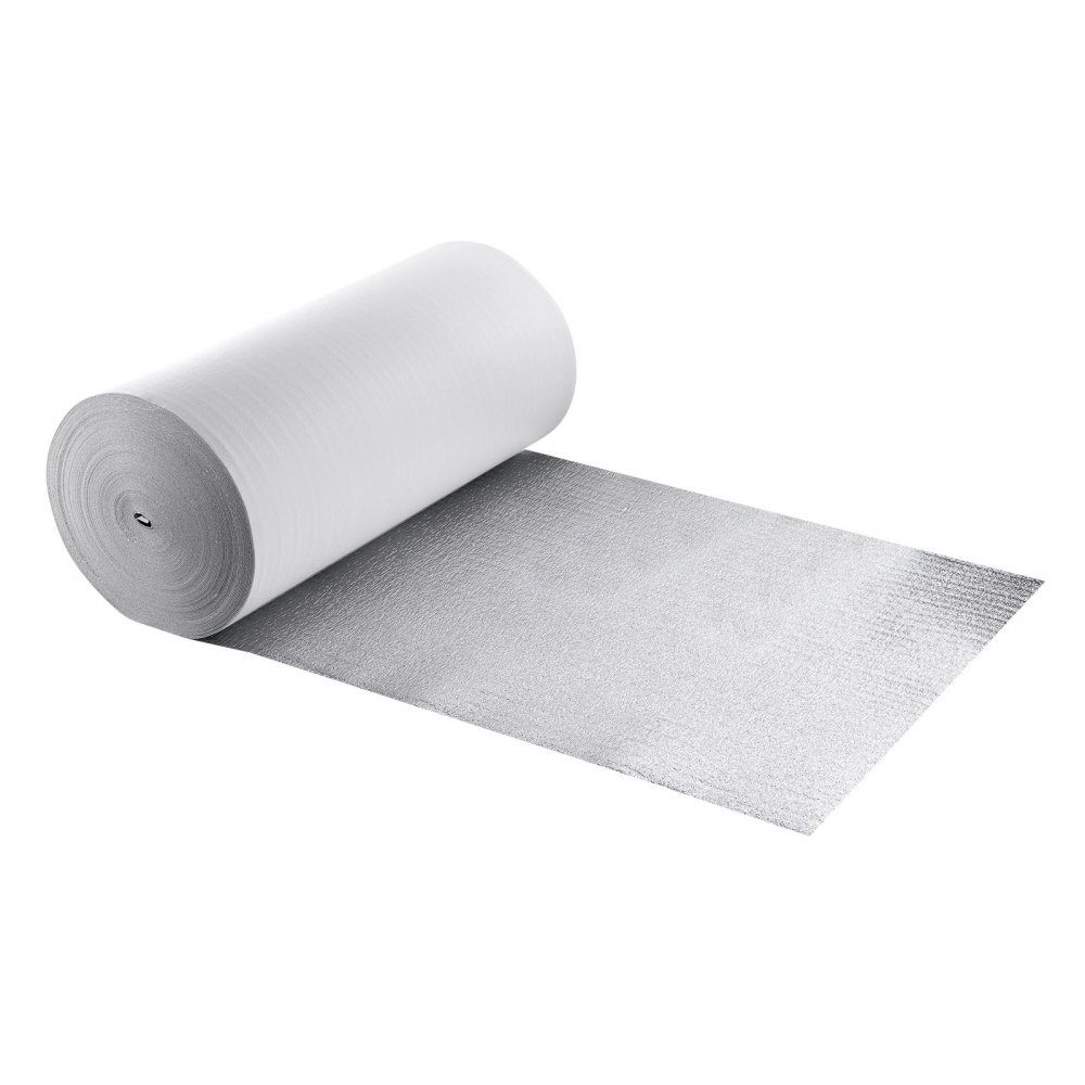 Insulation Film Reflective Film with EPE Foam Core 3mm Insulation Film 122cm x 76.2m Aluminum Foil + PE Film Heat Reflective Protection Thermal Insulation Roll Garage Doors Windows Motorhome Roofs