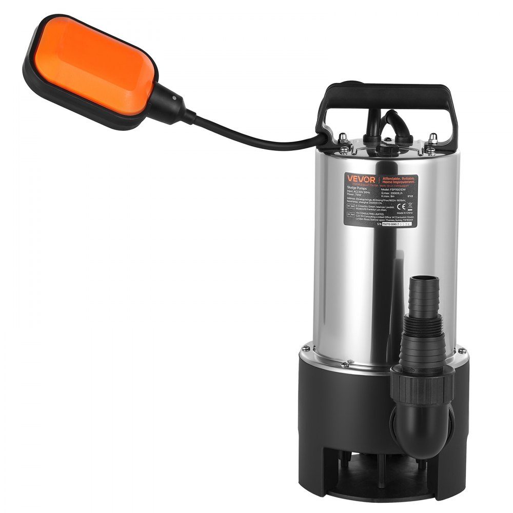710W Tauchpumpe, 20000l/h, Schmutzwasserpumpe für Abwasser, Schmutzwasser & Reinwasser mit automatischem Schwimmerschalter, 9m Förderhöhe, für Pools, Teiche, überschwemmte Gebiete