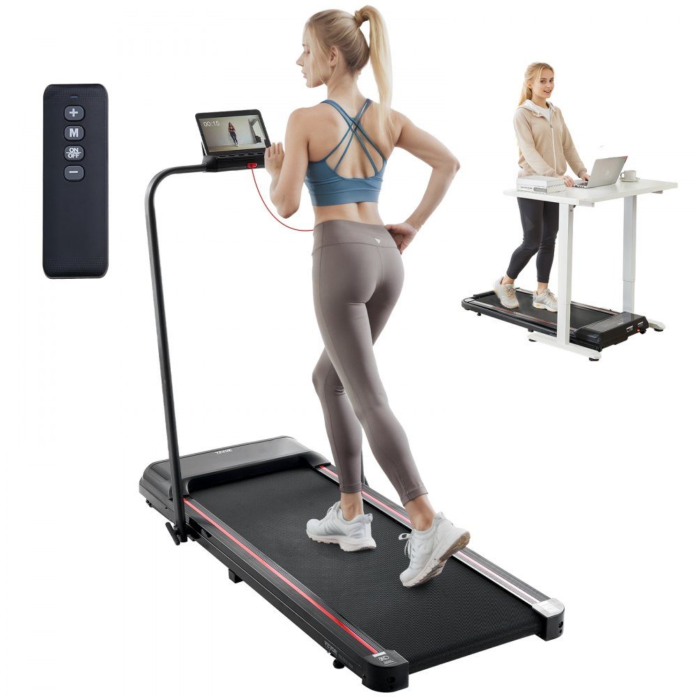 Walking Pad Laufband unter dem Schreibtisch, Laufband für die Arbeit, klappbares Laufband mit 120 kg Tragkraft, tragbares 2 in 1 Pad mit 2,5 PS, Lenkerfernbedienung, LED-Anzeige 1-12 km/h