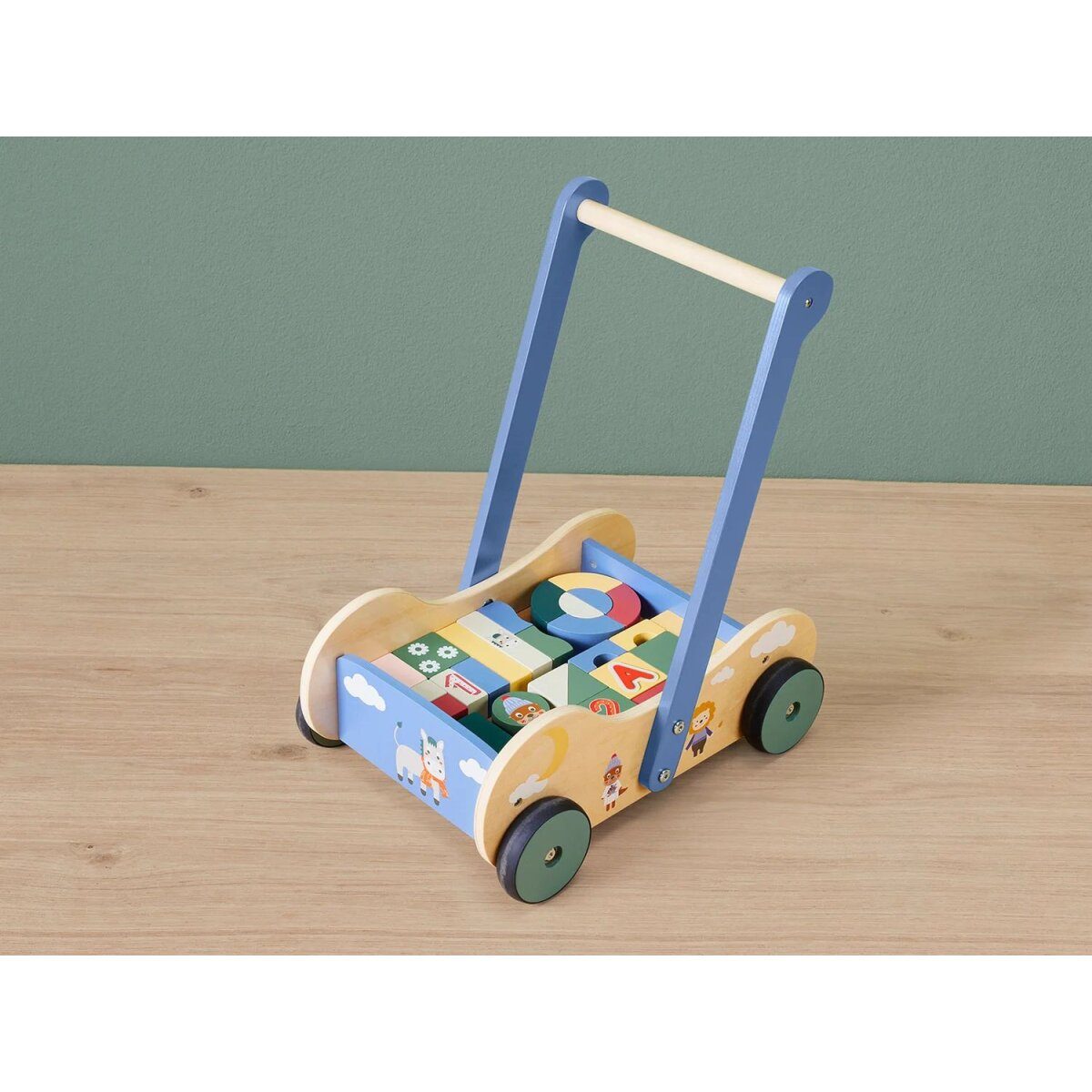 lupilu® push cart / motor skills cube, made of wood (motor skills cube)