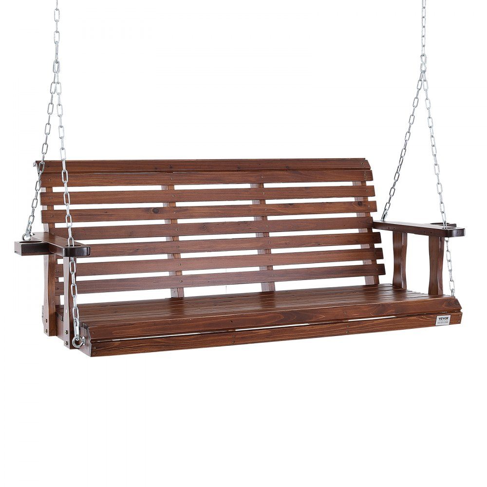 Hollywood-schommel van cederhout, 1702x710x600mm, terrasschommel voor erf en tuin, verbeterd draagvermogen van ca. 400 kg, robuuste schommelstoelbank met ophangkettingen voor buitengebruik, bruin