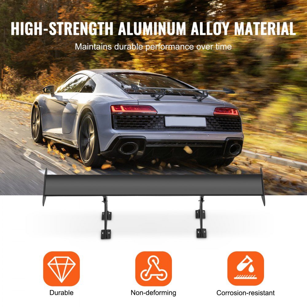 GT Wing autospoiler, 43,3 inch universele enkeldekspoiler, verstelbare lichtgewicht aluminium auto achterspoilervleugel, racespoiler BGW/JDM Drift Zwart
