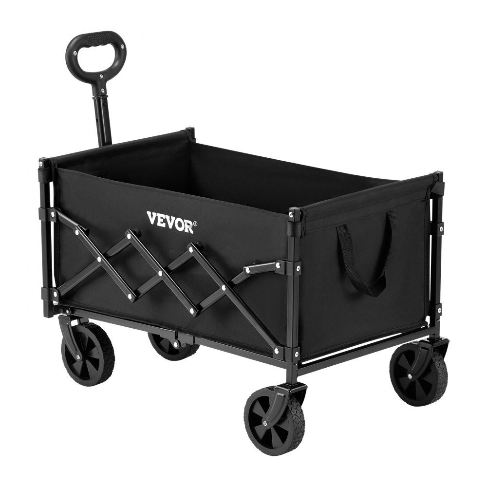 Chariot à bras 66 x 45 x 46 cm, 102 kg, chariot pliable avec roues tout-terrain, chariot utilitaire d'extérieur avec poignée réglable, chariot de camping pour plage, épicerie, jardin, noir