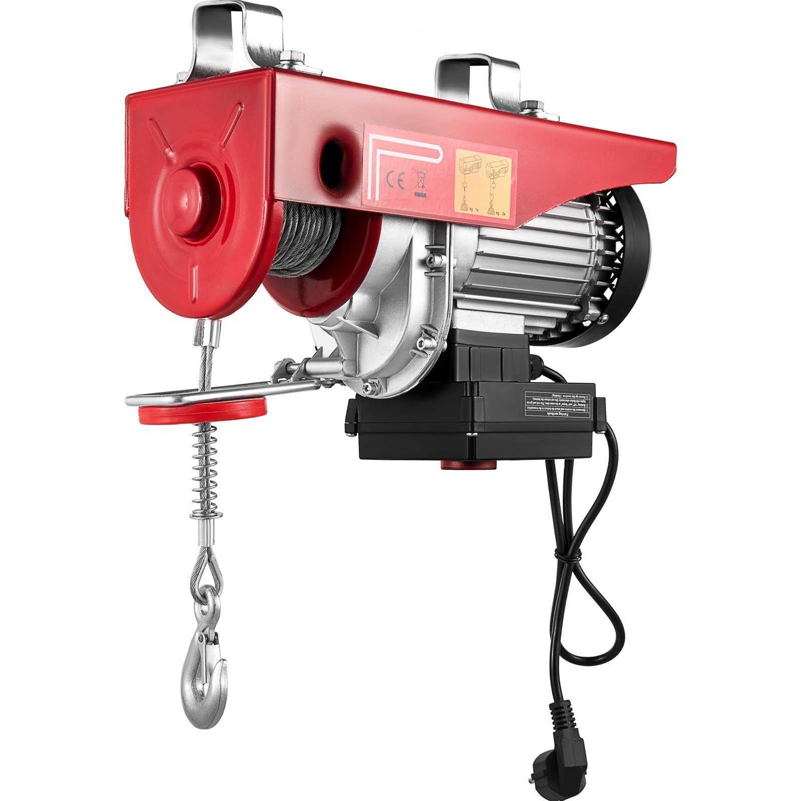 Treuil électrique à corde double, capacité de charge 495 kg, puissance moteur 1020 W, palan à câble avec palan à chaîne 220V, rouleau de treuil motorisé, télécommande radio, interrupteur d'arrêt d'urgence, comprenant 2 sangles de levage