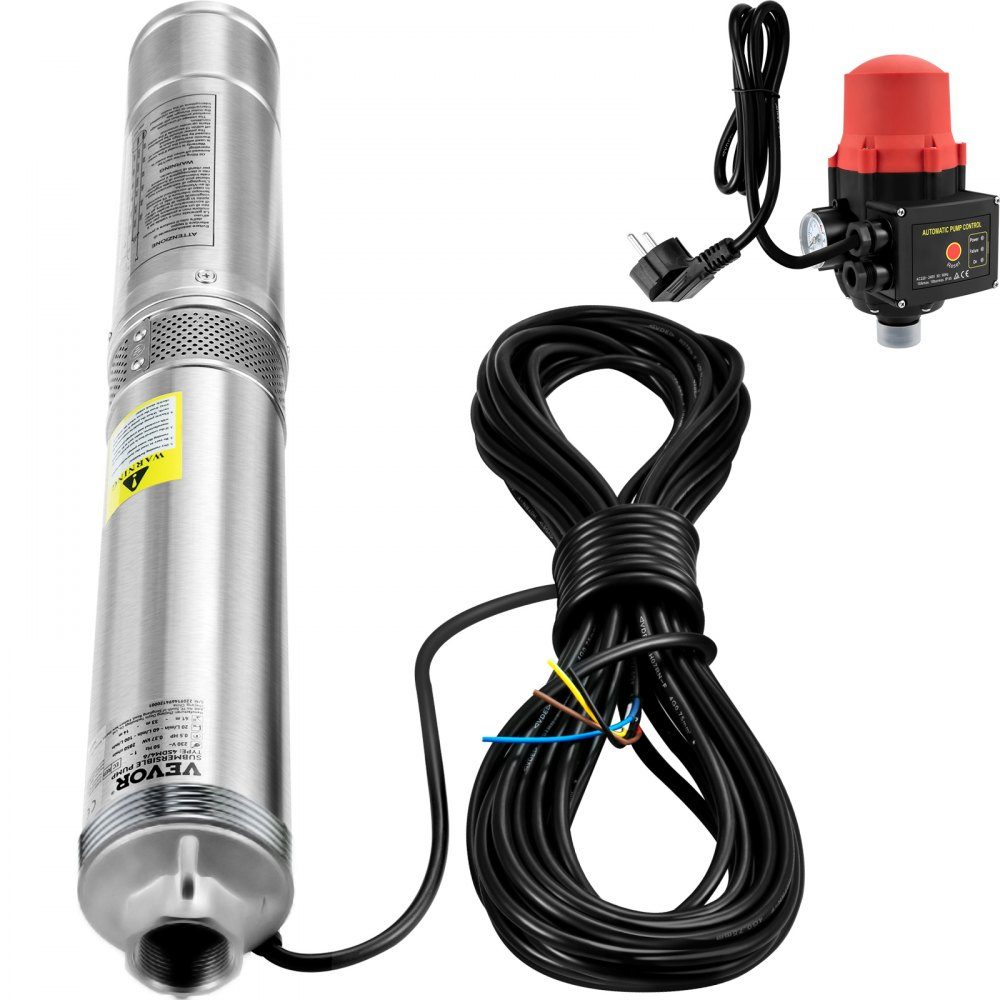 76 mm Tiefbrunnenpumpe 550 W Brunnenpumpe max. Durchfluss 50 L/min Tauchpumpe max. Förderhöhe 89 m Tauchwasserpumpe Sandbeständig < 5 % max. Geschwindigkeit