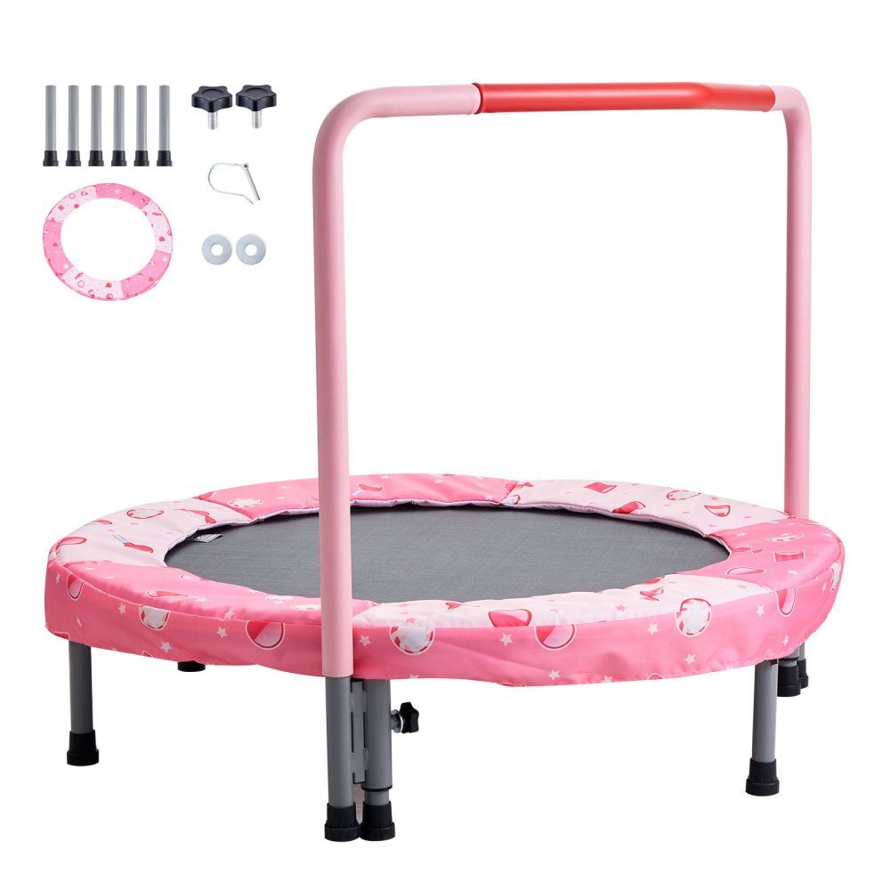 Children's Trampoline, Outdoor Trampoline, 36 Inch, Foldable Trampoline with Handle, Rebounder Trampoline, Garden Trampoline for Toddlers, Birthday Gift for Children Ages 3 and Up, 100kg Load Capacity, Red