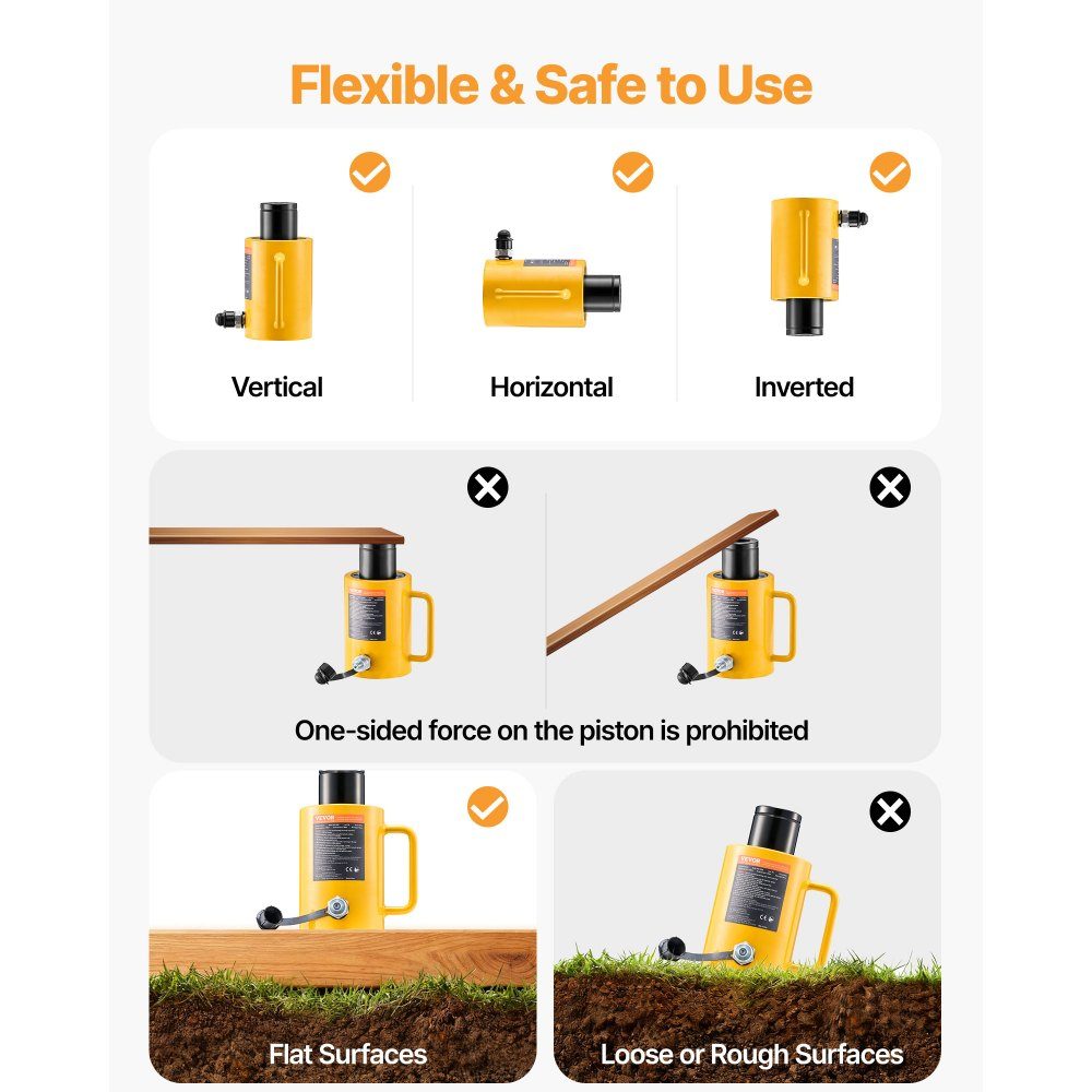 Hydraulic Cylinder Jack Capacity 30 Ton Hydraulic Cylinder 50mm Stroke Single Acting Portable Yellow Hydraulic Cylinder Hollow Piston Jack Hydraulic Bottle 10.8kg for Rigger Manufacturer