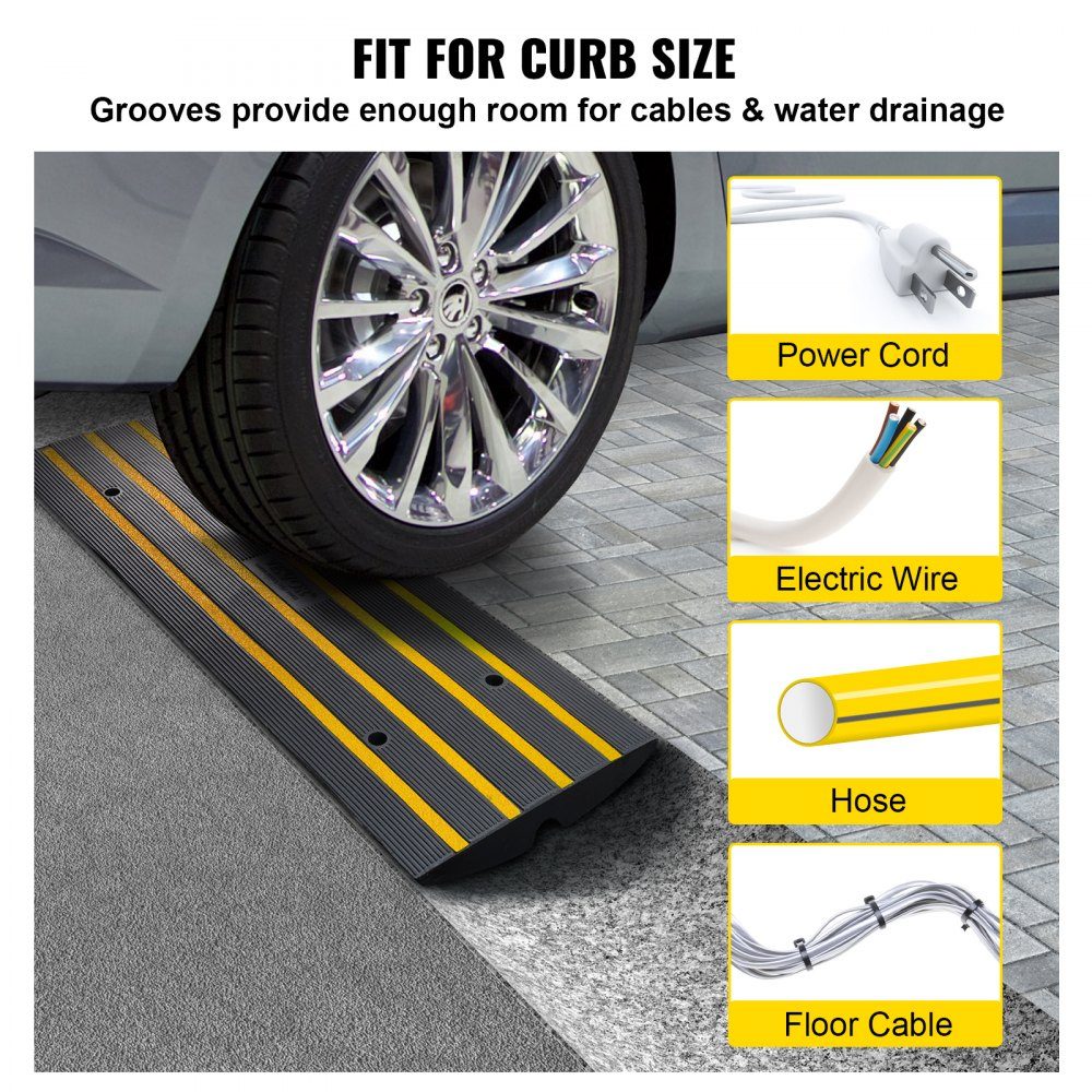 Threshold ramp Solid rubber door sill ramp max. load capacity 15 tons Curb ramp with 5.5 x 3.5 cm channel Wheelchair ramp 122 x 40.5 x 6.5 cm Access ramp Ideal for uneven curbs