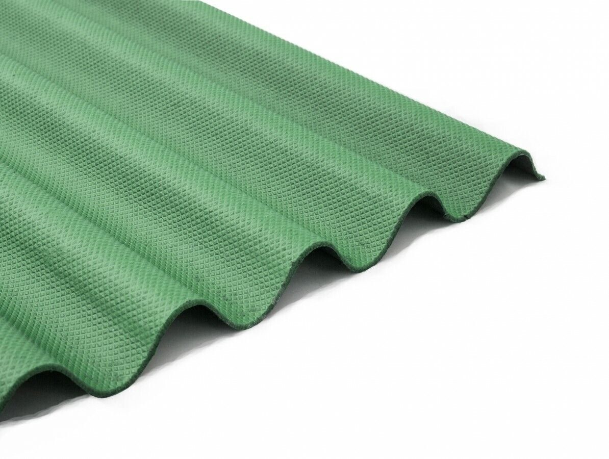 Roof covering bitumen corrugated sheets 1000 x 760 mm green