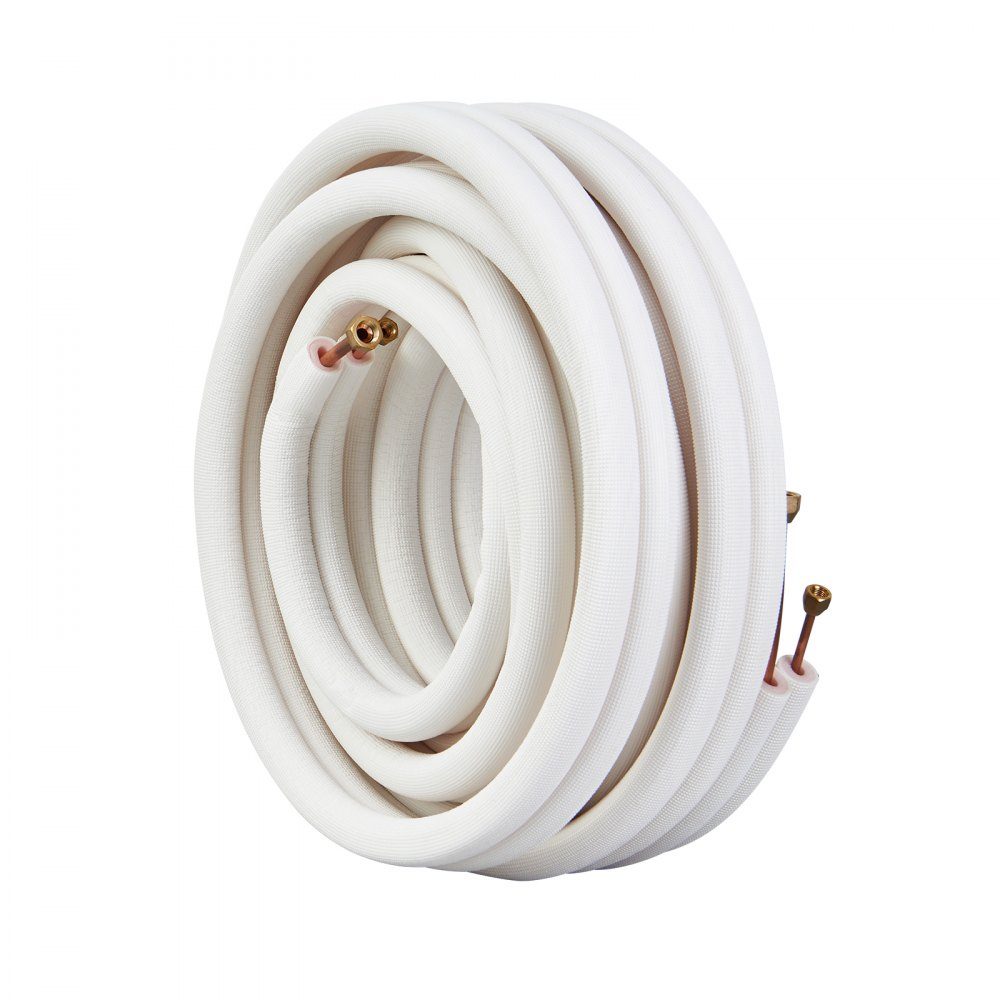 Kit de mini ligne divisée de 50 pieds, tubes en cuivre 1/4" et 3/8" OD avec isolation triple couche, pour mini climatisation divisée, équipement de Réf. rigération ou de pompe à chaleur et CVC avec