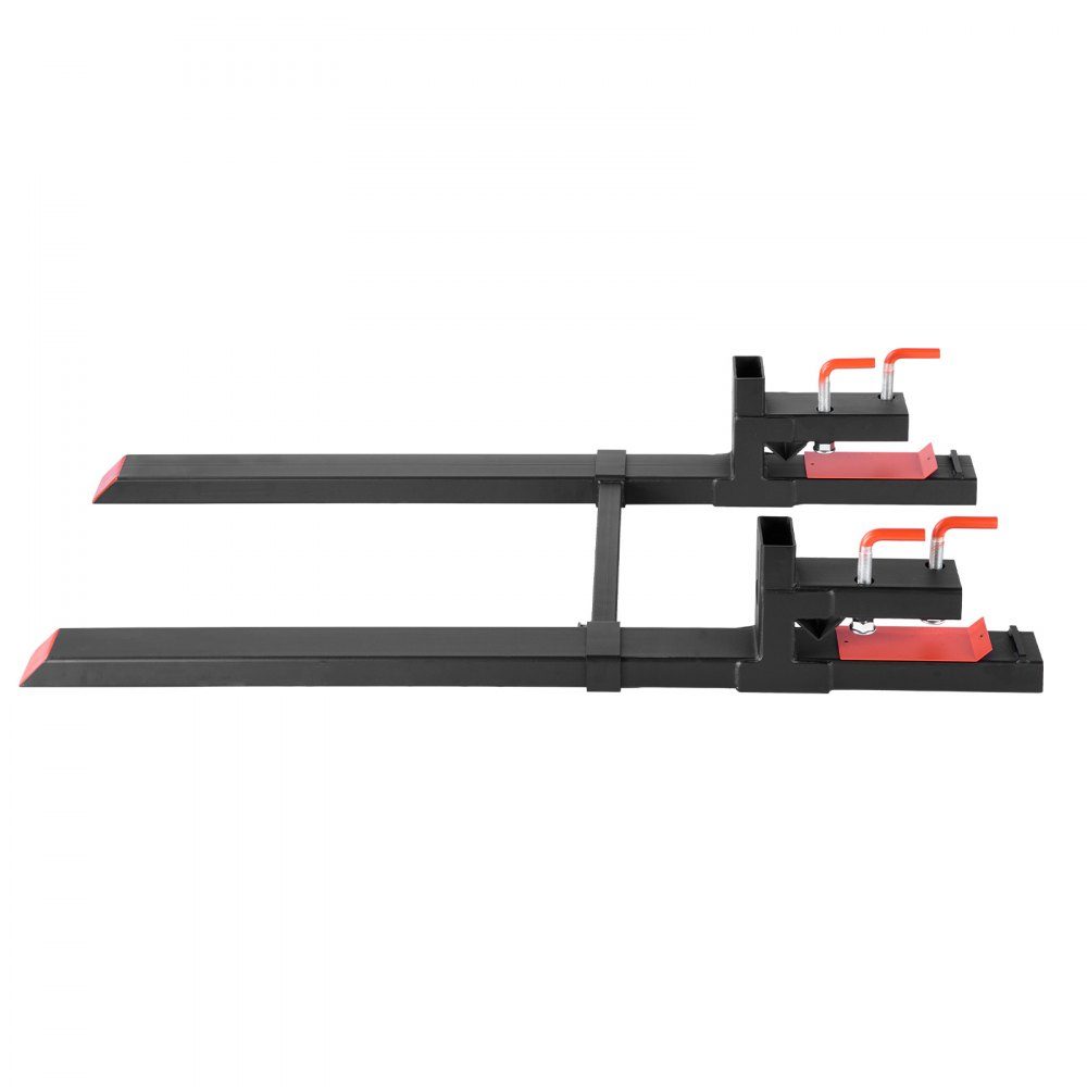 Pallet Forks, 1814kg Clip-On Fork Carrier, 1490mm Overall Length, Forks with Adjustable Stabilizer Bar for Tractor Attachments, Loader Bucket and Skid Steer Loader, Black