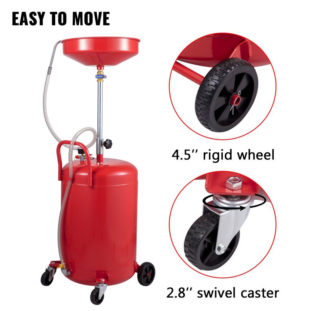 Waste Oil Drain Tank Portable Oil Drain 75.7L Air Powered Drain