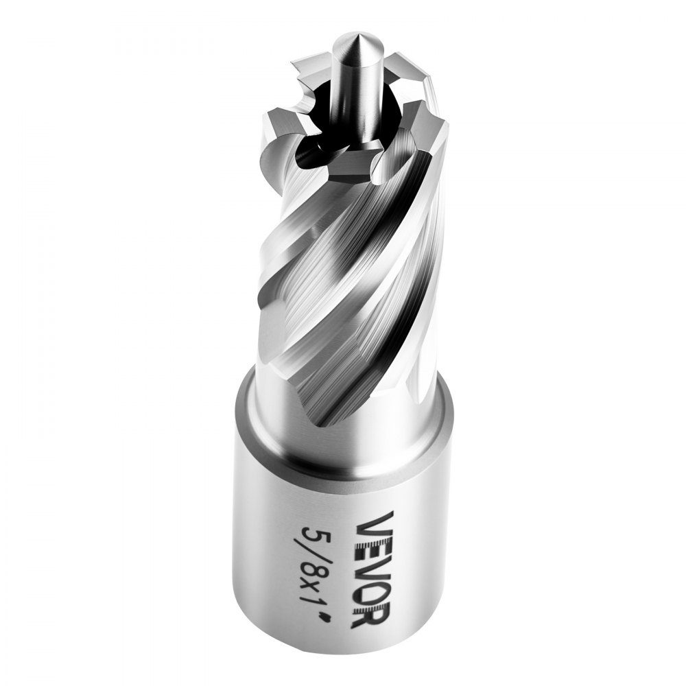 HSS core drill Weldon shaft 5 pieces. Magnetic drill 15.9 mm cutting diameter, 3 drill bits with 2 centering pins, 25.4 mm cutting depth, 3 plastic boxes, for magnetic drills, steel, aluminum