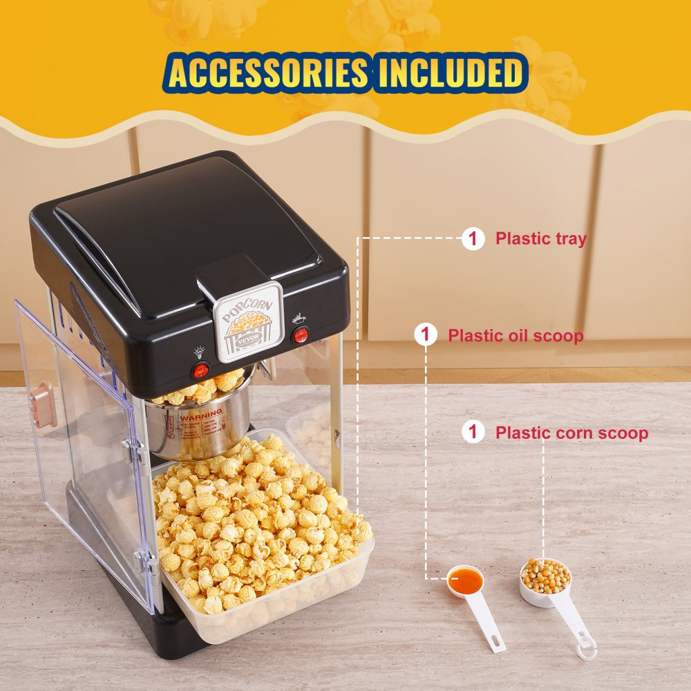 Popcorn Machine Popcorn Machine Popcorn Maker, 300W Popcorn Machine 2.5oz Kettle Makes 4Qt Per Load, Popcorn Machine with PP Door, Includes 2 Scoops and Tray, Cinema Style Black Popcorn Machine Popcorn Machine Popcorn Maker, 300W Popcorn Machine 2.5oz Kettle Makes 4Qt Per Load, Popcorn Machine with PP Door, Includes 2 Scoops and Tray, Cinema Style Black