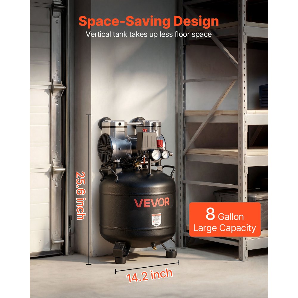Persluchtcompressor 30 L, luchtcompressor 2 PK, 113 L/min bij 6,2 bar, max. 10 bar druk, olievrije compressortank voor autoreparaties, bandenvullen, schilderwerk, houtwerk & spijkerwerk Persluchtcompressor 30 L, luchtcompressor 2 PK, 113 L/min bij 6,2 bar, max. 10 bar druk, olievrije compressortank voor autoreparaties, bandenvullen, schilderwerk, houtwerk & spijkerwerk