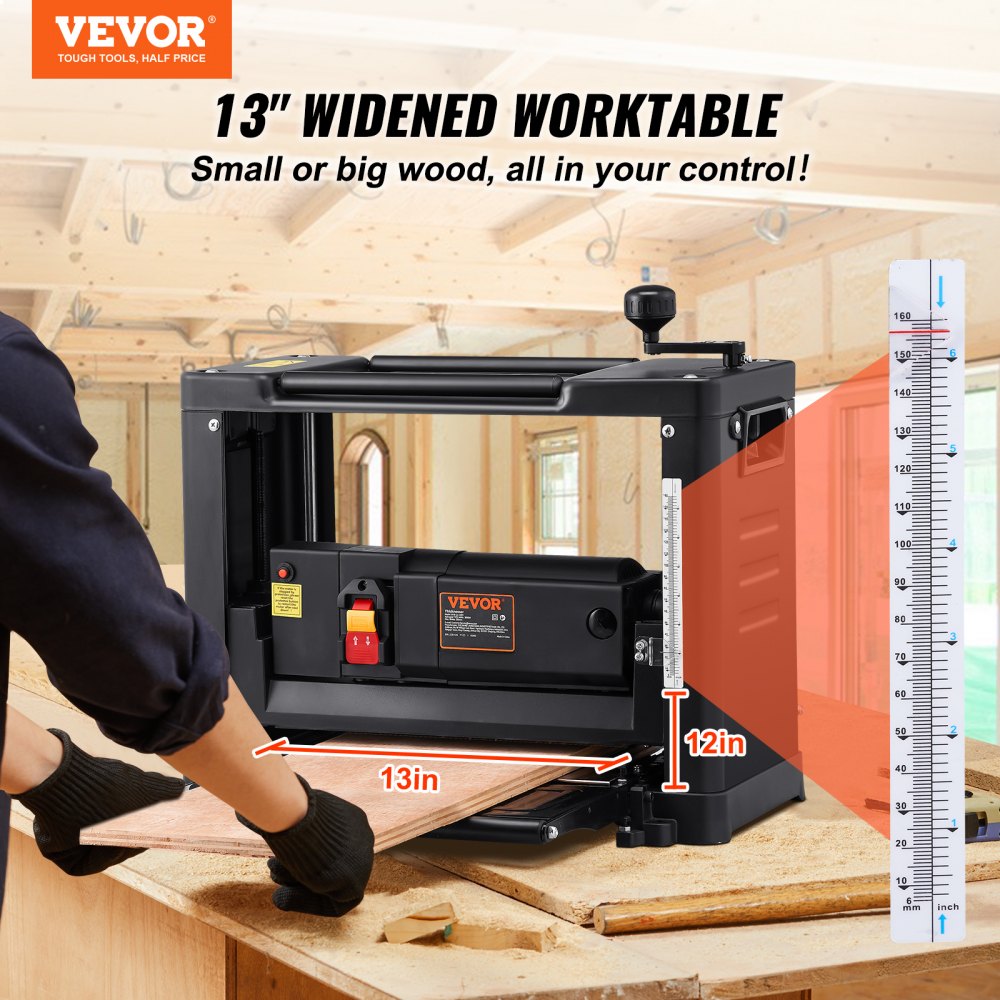 Dikteschaaf 1800 W met 2 HS-schaafmessen, werktafel 330 mm breed Max. snijdikte 15 cm schaafmachine Ideaal voor houtbewerking voor timmerlieden, doe-het-zelvers en decorateurs Dikteschaaf 1800 W met 2 HS-schaafmessen, werktafel 330 mm breed Max. snijdikte 15 cm schaafmachine Ideaal voor houtbewerking voor timmerlieden, doe-het-zelvers en decorateurs
