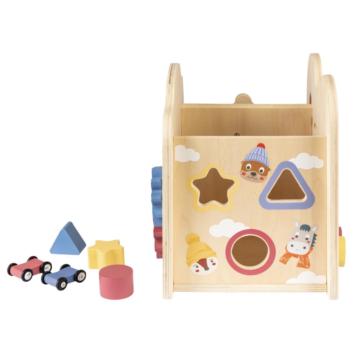 lupilu® push cart / motor skills cube, made of wood (motor skills cube)