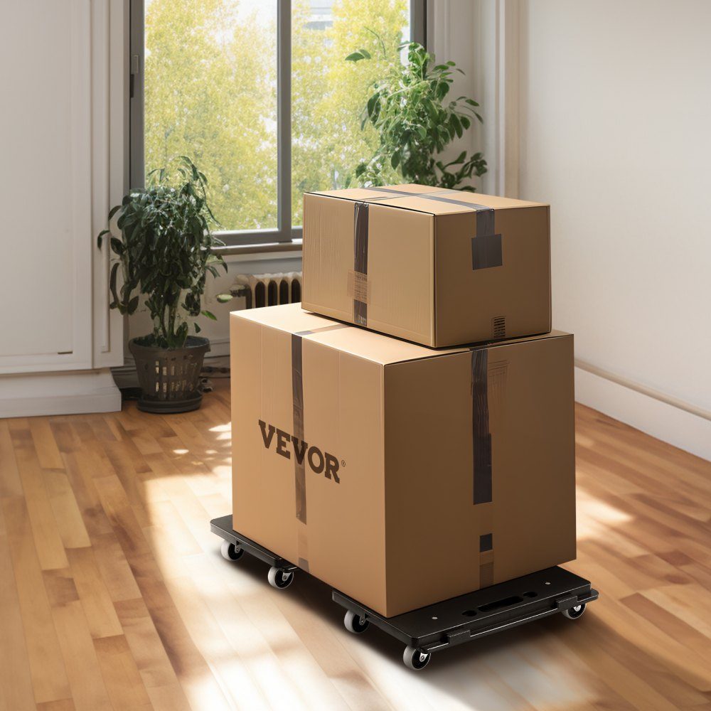 4 Wheel Furniture Trolley Portable Moving Wheels Heavy Duty Interlocking Small Flat Heavy Duty Furniture 2 Pack 16" x 11" 500lb Capacity Black