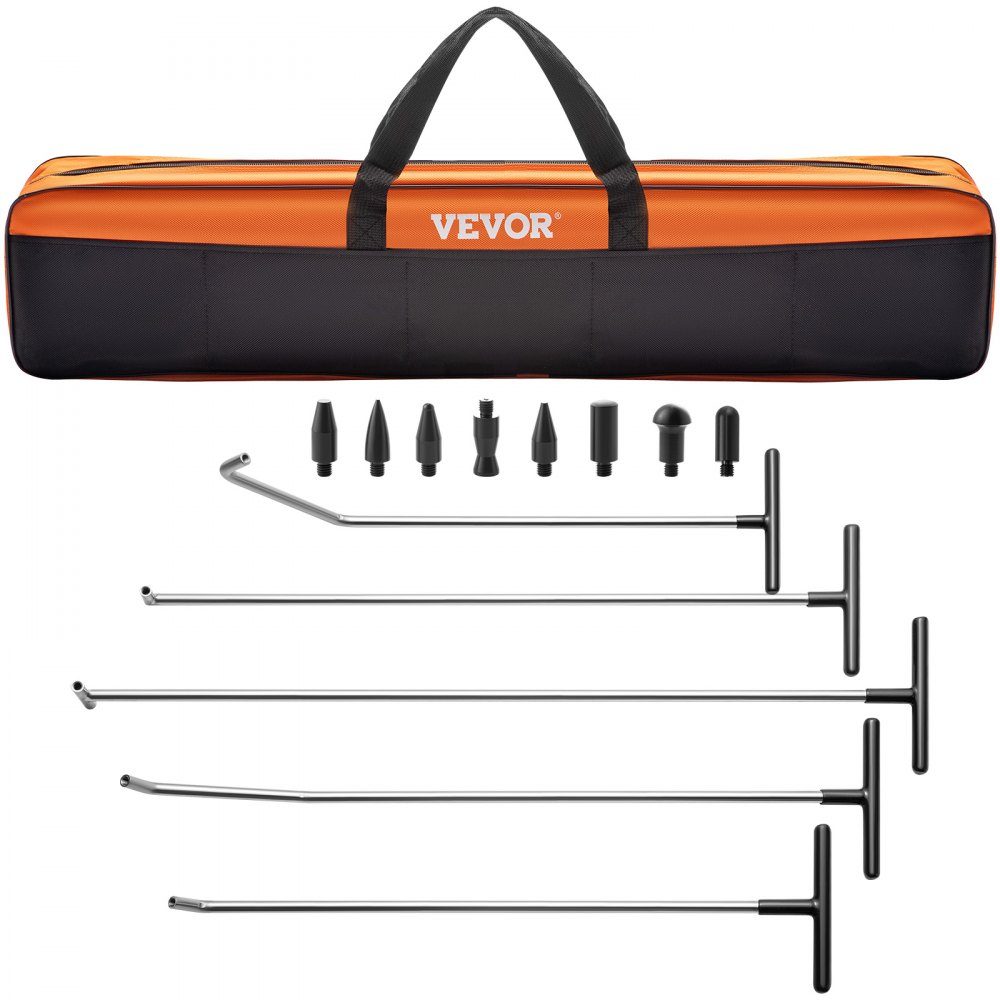 Dent Removal Kit with Bars, 13 Piece Paintless Dent Repair Tool, 5 Stainless Steel Dent Bars, 8 Tap Heads, Professional Hail Dent Removal Tool