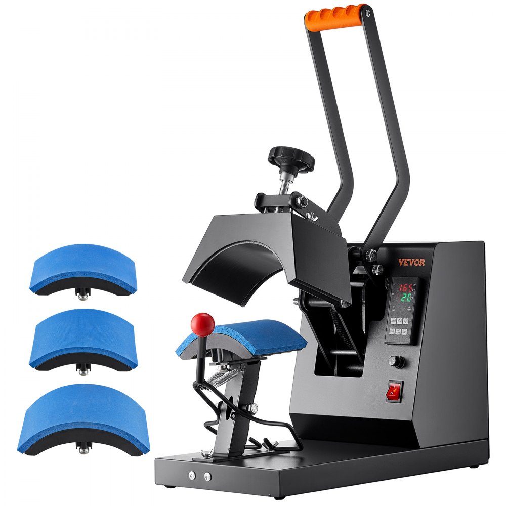 Hat Heat Press, 4 in 1 Cap Heat Press, 6 x 3 Inch Folding Cup Sublimation Transfer, LCD Digital Timer Temperature Control with 4 Curved Heating Elements (6 x 3/6.7 x 2.7/6.7 x 2.7 x 2.7 cm)