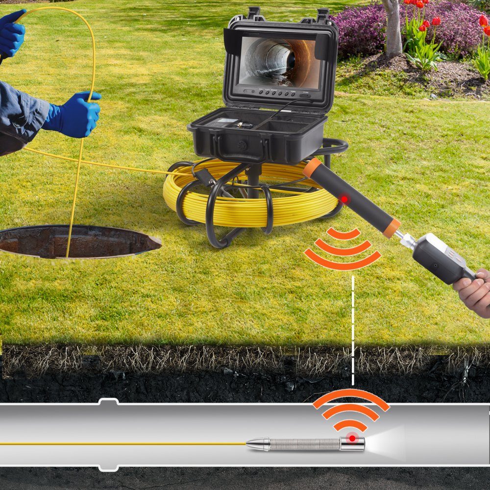 Kamera rurowa 50 m, 9 cali 720P Kamera inspekcyjna Kamera kanalizacyjna ze śledzeniem 512 Hz, baterią litową 12 V 4500 mAh Kamera endoskopowa IP68 do kanałów ściekowych, kanalizacji, drenów