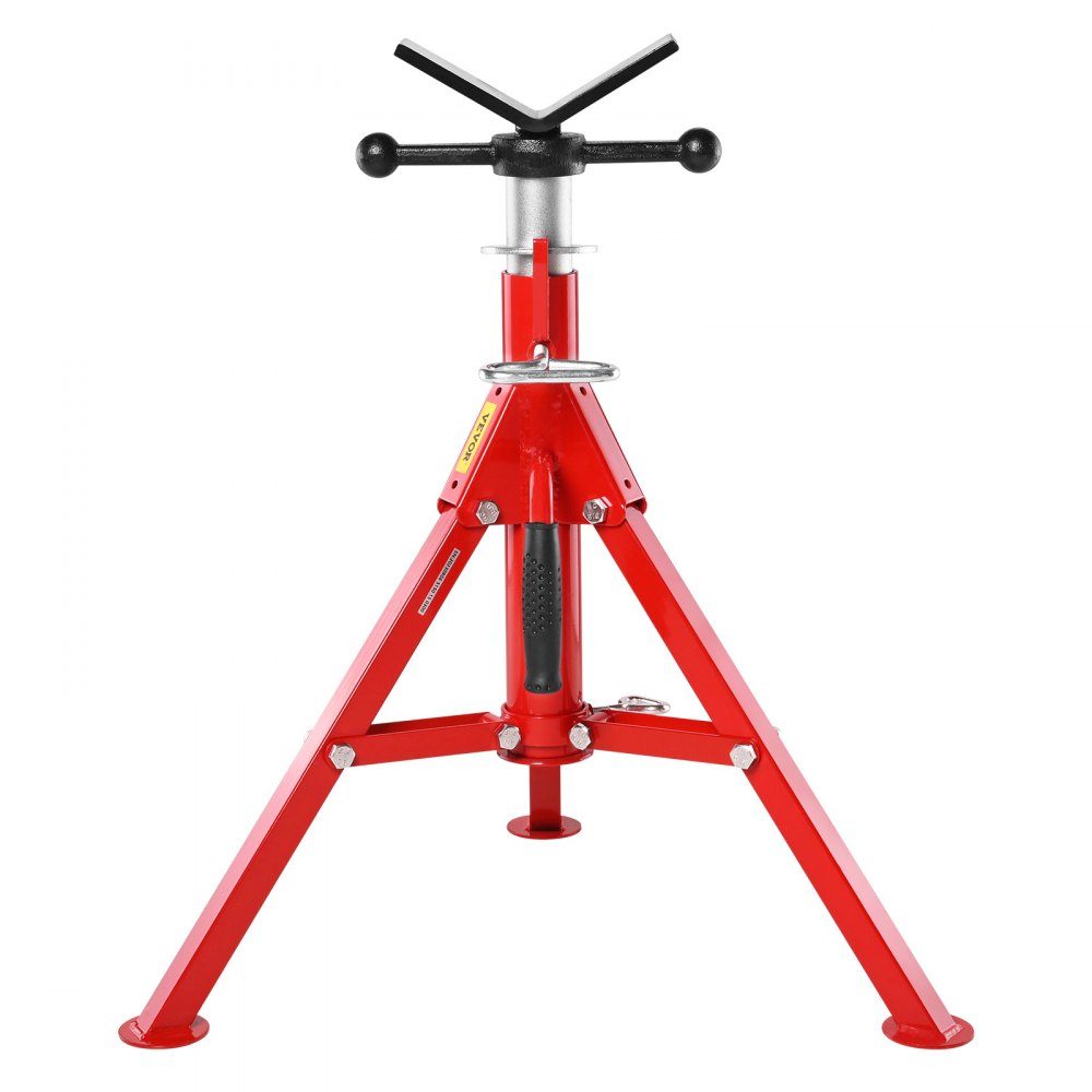 Support de tube Support de tube en acier au carbone Tête en V Capacité de charge maximale 1134 kg Support de tube Hauteur réglable de 61 à 107 cm Pieds pliables pour le transport Idéal pour les machines à fileter Rainures de rouleau