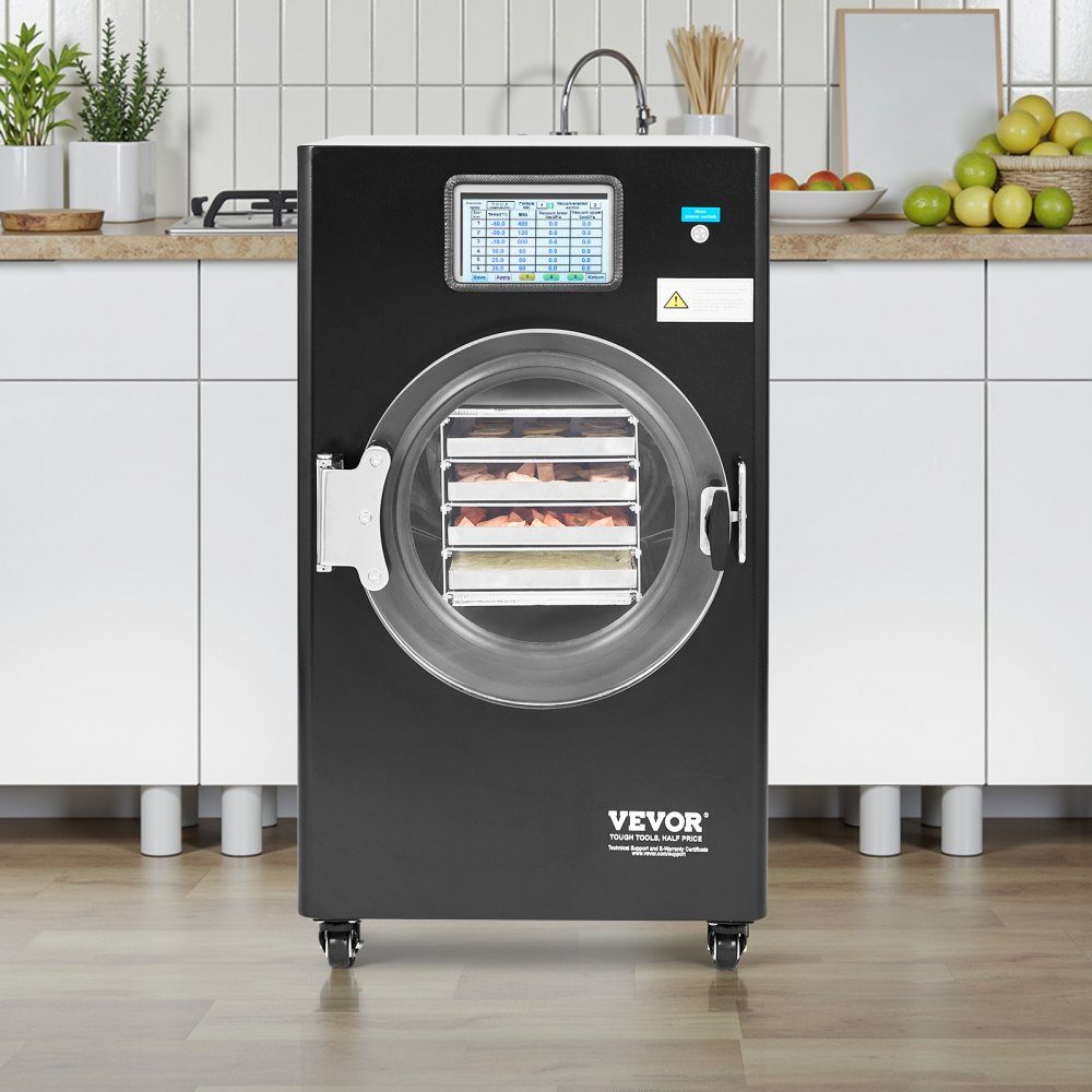 Freeze Dryer Freeze Drying Machine Drying Equipment (4-6kg Capacity) for Food with 4 Layer Trays and Adjustable Temperature and Time, for Fruit Black