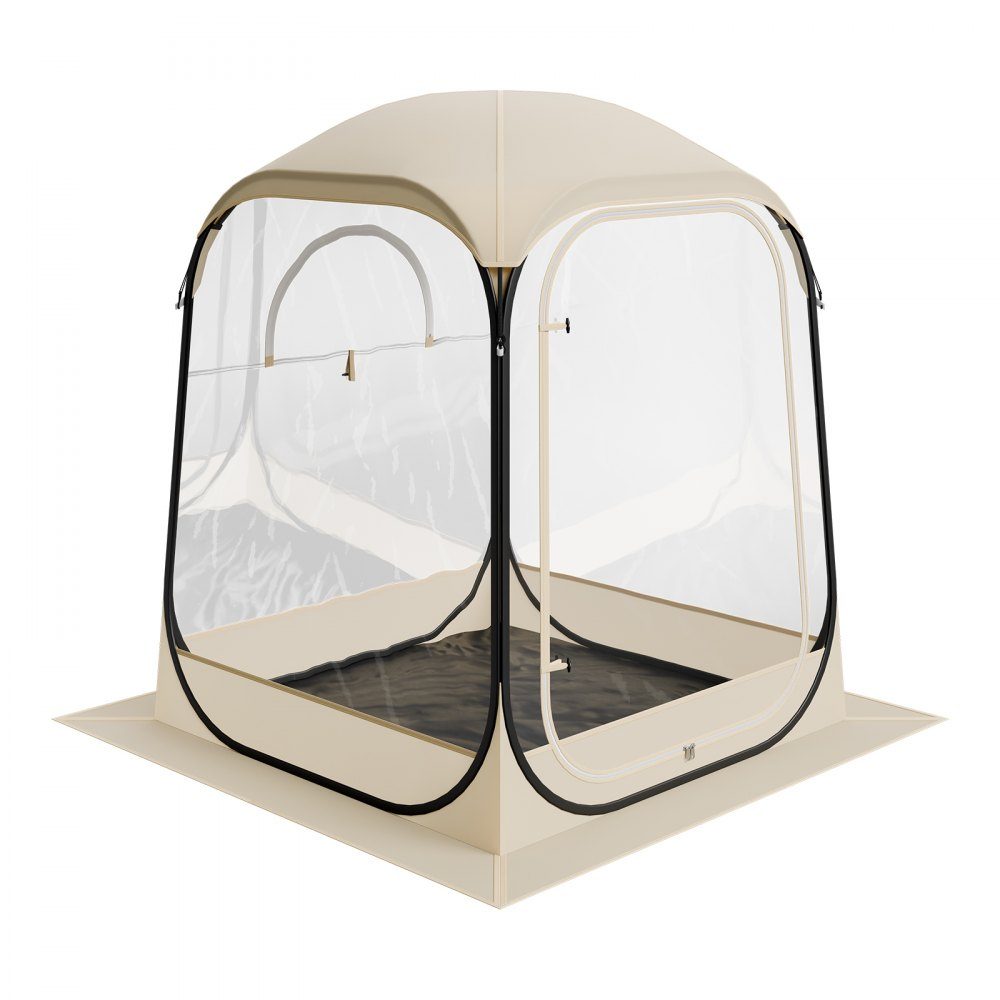 Tente transparente 127 x 127 x 170 cm Tente pop-up pour 1 à 2 personnes Tente de sport avec tapis de sol et couverture supérieure Tente à bulles extérieure Abri de camping pour événements Pêche Acclamations