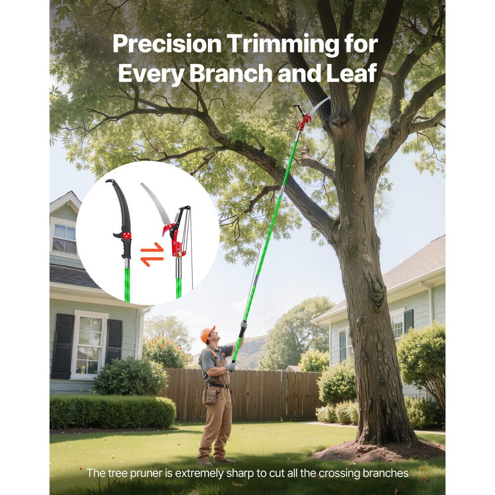 Astsäge mit Teleskopstiel, 85,3-32,5" verstellbar, scharfes Sägeblatt aus 65Mn-Stahl, leichter Fiberglasstab, Teleskop-Baumsäge zum Trimmen hoher Äste, (inkl. Astschere)
