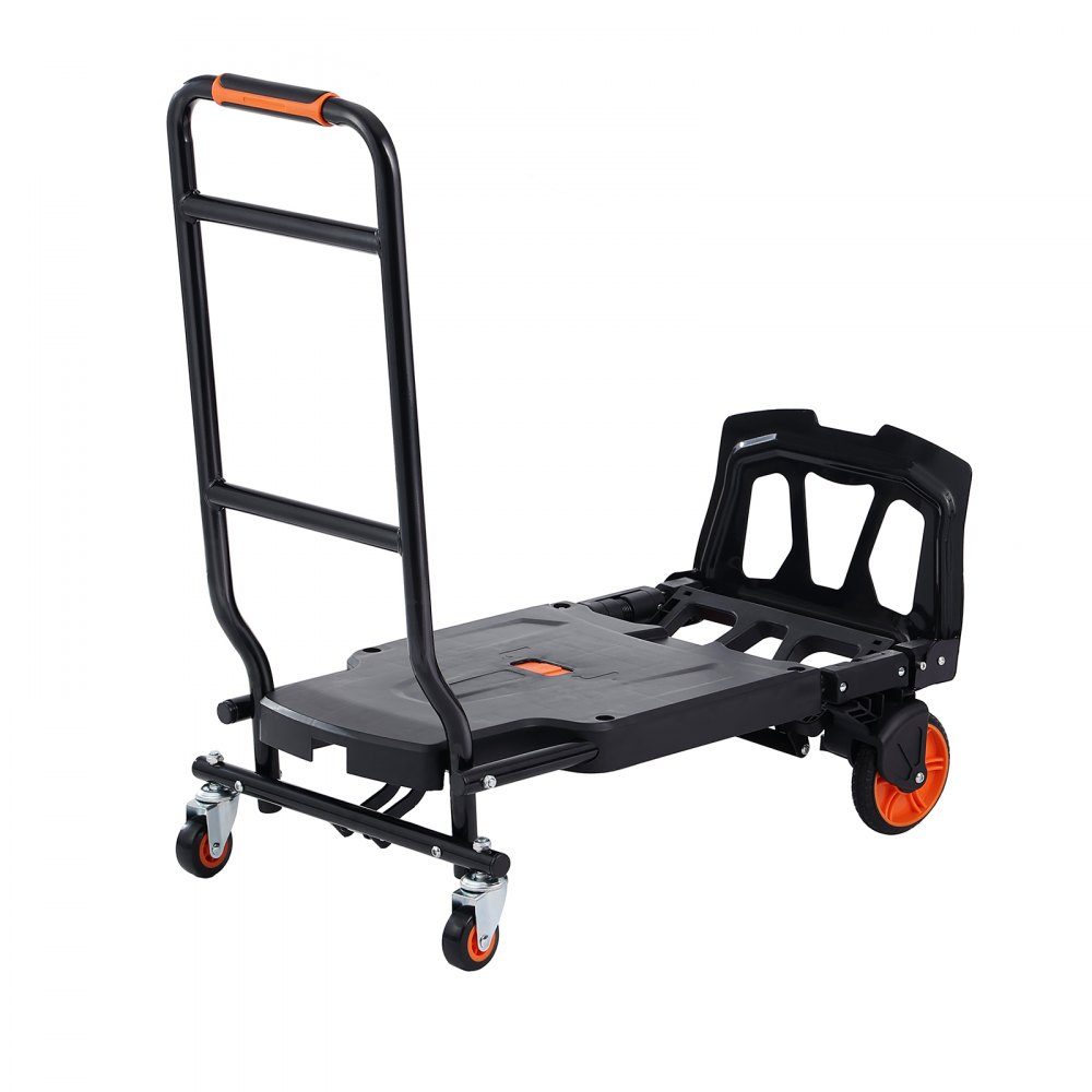 2 in 1 Folding Hand Truck 136kg Load Capacity Transport Trolley Aluminum Alloy Carbon Steel Hand Truck ⇋ Platform trolley for indoor and outdoor loading and transport tasks