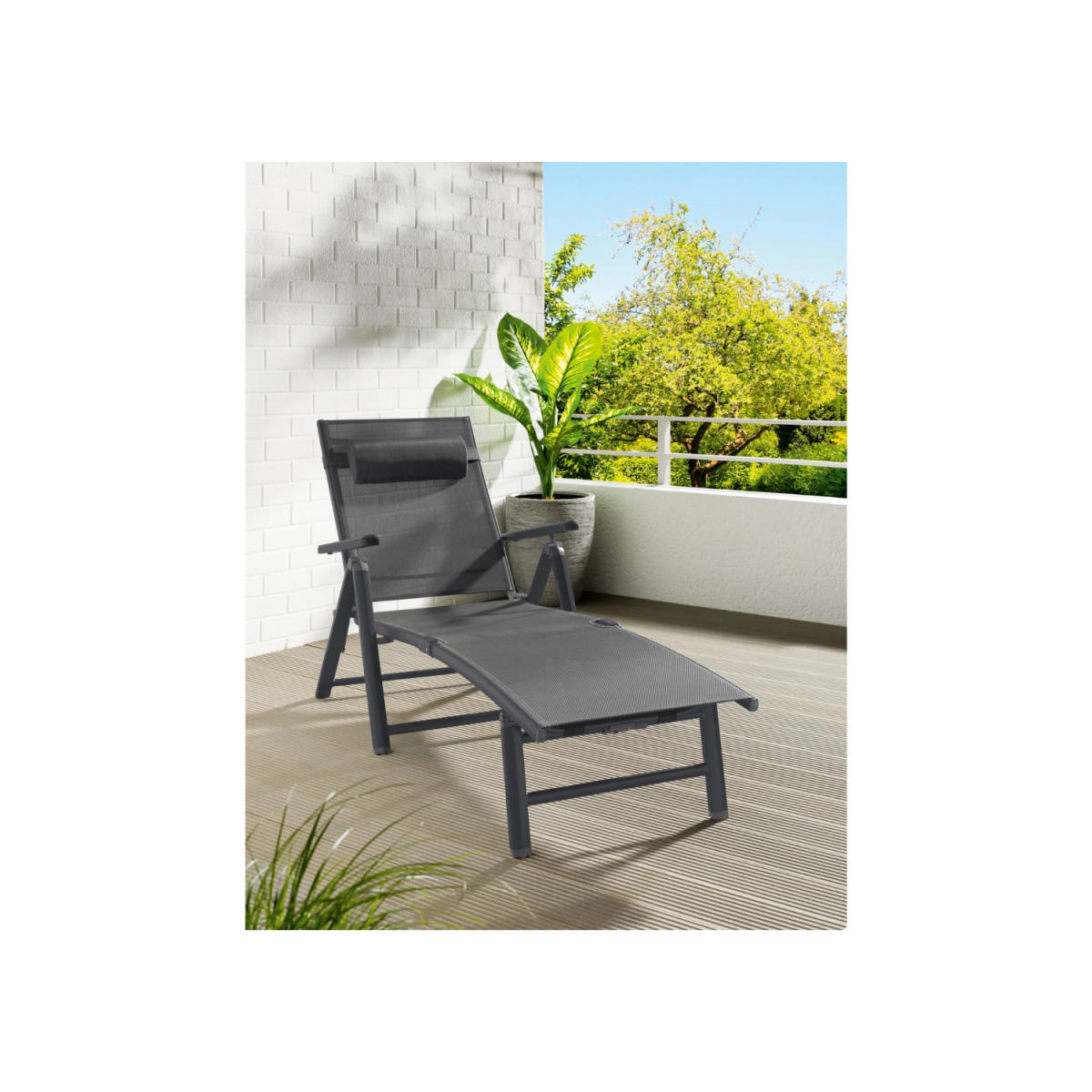 LIVARNO home aluminum deck chair “Houston”, anthracite