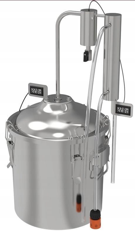 Distillate kettle for wine, beer, wine distillation, liqueurs, classic burner, 1 clarifier 18L convex, INOX stainless steel