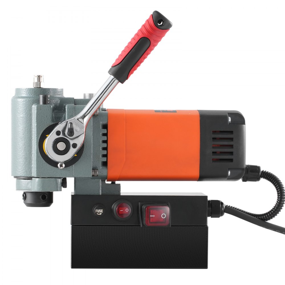 Magnetbohrmaschine, Kernbohrmaschine 1300 W, flach, tragbar, Magnetbohrmaschine mit Kühlgerät und Überlastschutz, Magnetpresse für Geräteinstallation, Industrie, Metallbearbeitung, Orange