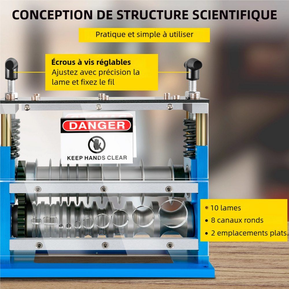 Machine à dénuder les fils électriques 370 W 1,5 mm-38 mm Machine à dénuder les câbles Outil de dénudage des câbles 11 canaux 10 lames pour le recyclage des fils de cuivre/retrait de l'isolation en plastique