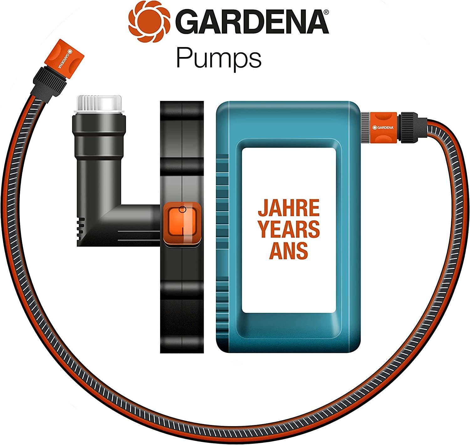 Gardena Classic huishoudwaterleiding 3000/4 eco: Huishoudwaterpomp met thermische beveiligingsschakelaar, terugslagklep, 650W vermogen, max. leveringscapaciteit tot 2.800 l/u - 650 W (1753-20), zwart, blauw, grijs, oranje